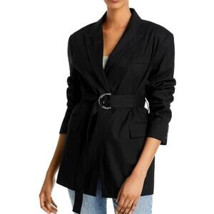 Derek Lam 10 Crosby NWT Harrison Belted Blazer Gathered Sleeves Black Size 20